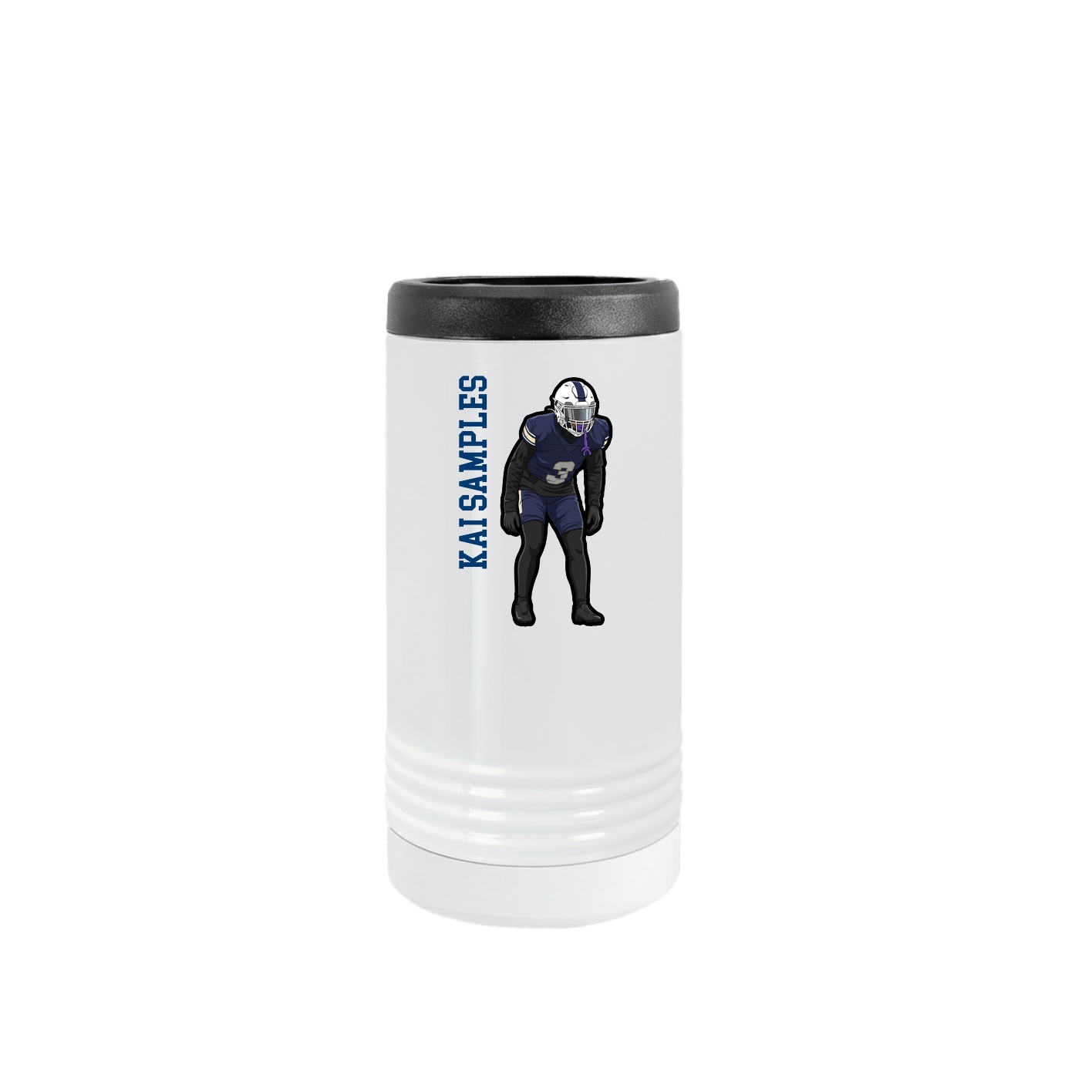 Slim Beverage Holder — Name Vertical in White