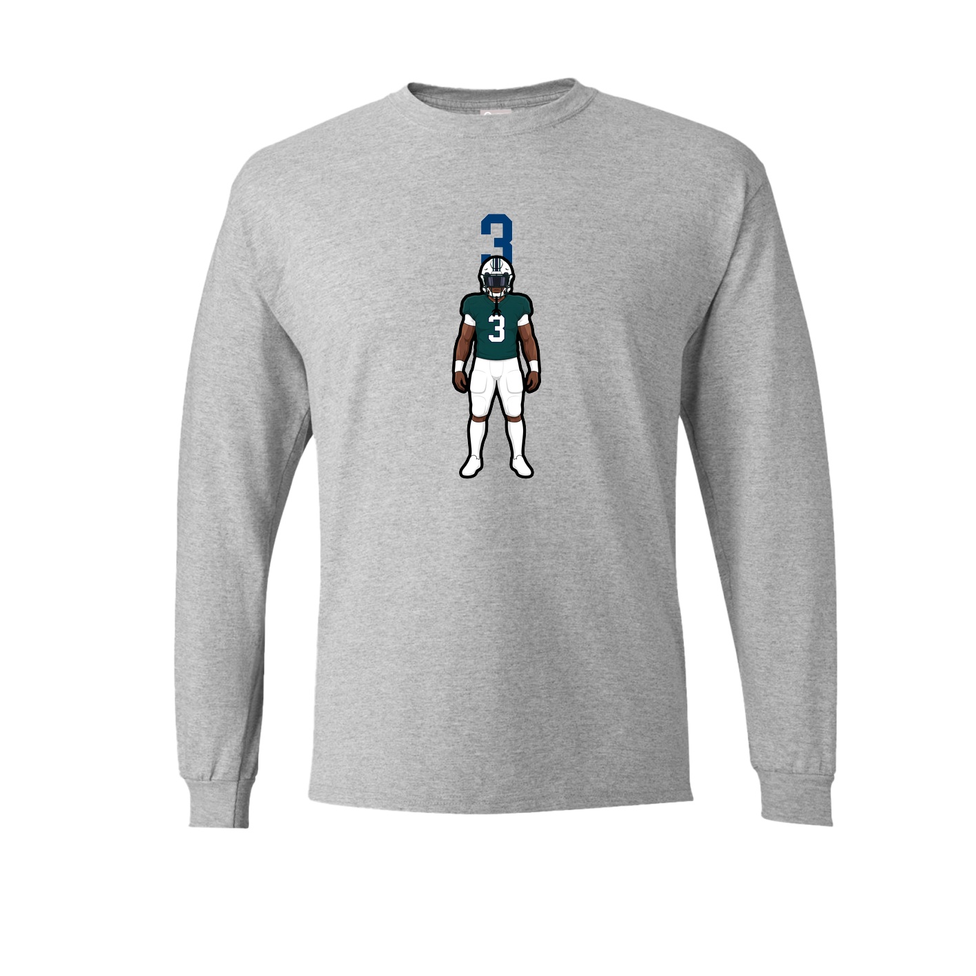Long Sleeve Tee — Number Top in Grey