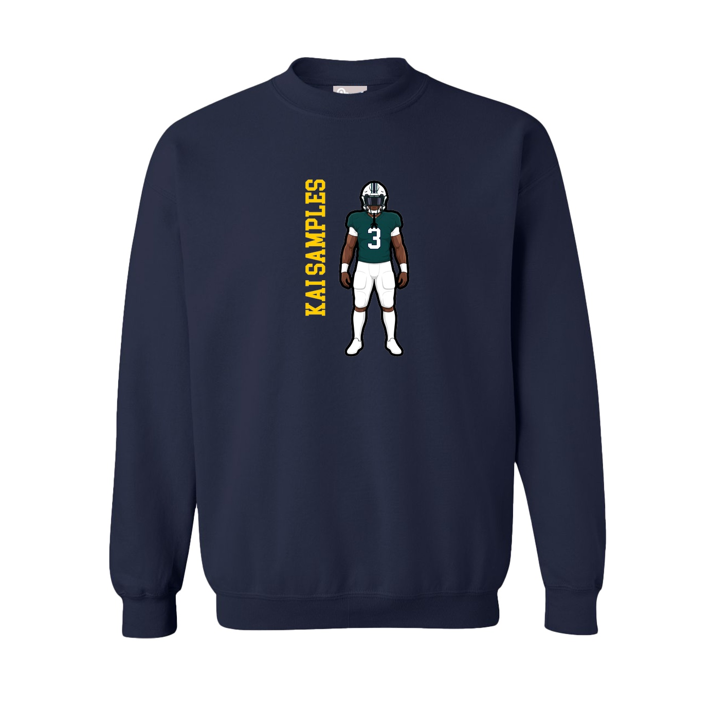 Fleece Crew — Name Vertical in Navy