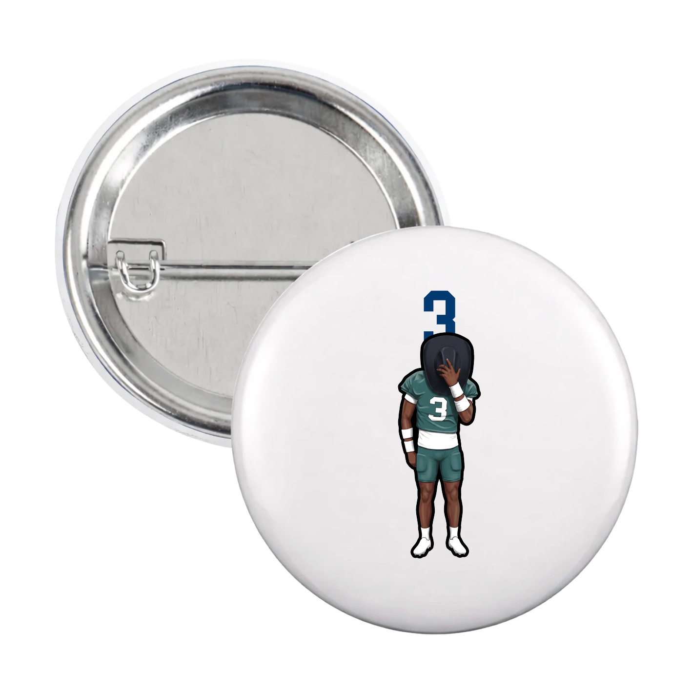 Game Day Button — Number Top in White
