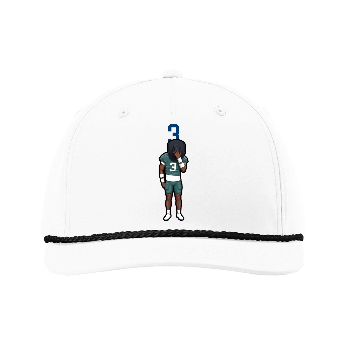 Five-Panel Classic Rope Cap — Number Top in White