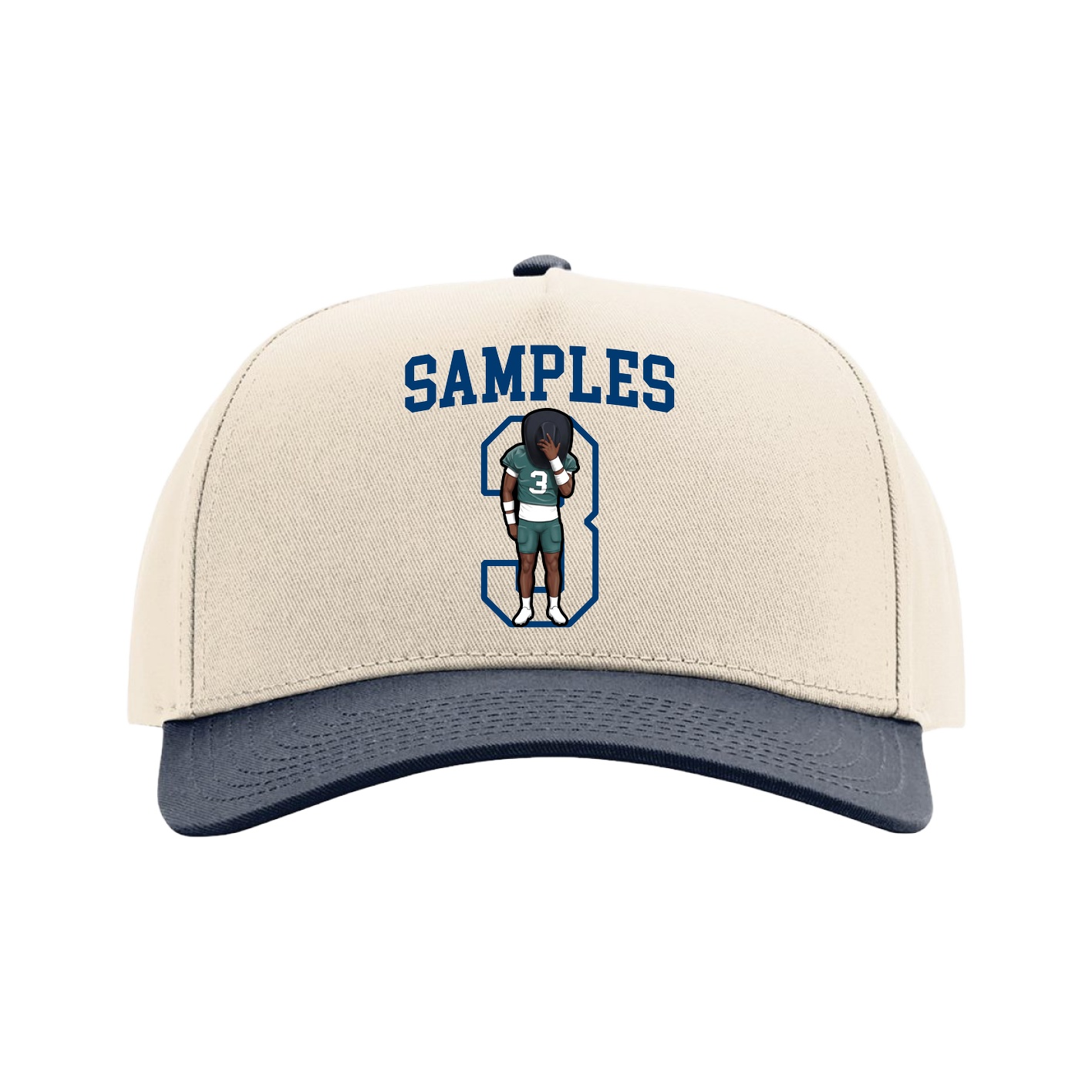 Full Fabric Five-Panel Champ Cap — Shirsey in Cream/Navy
