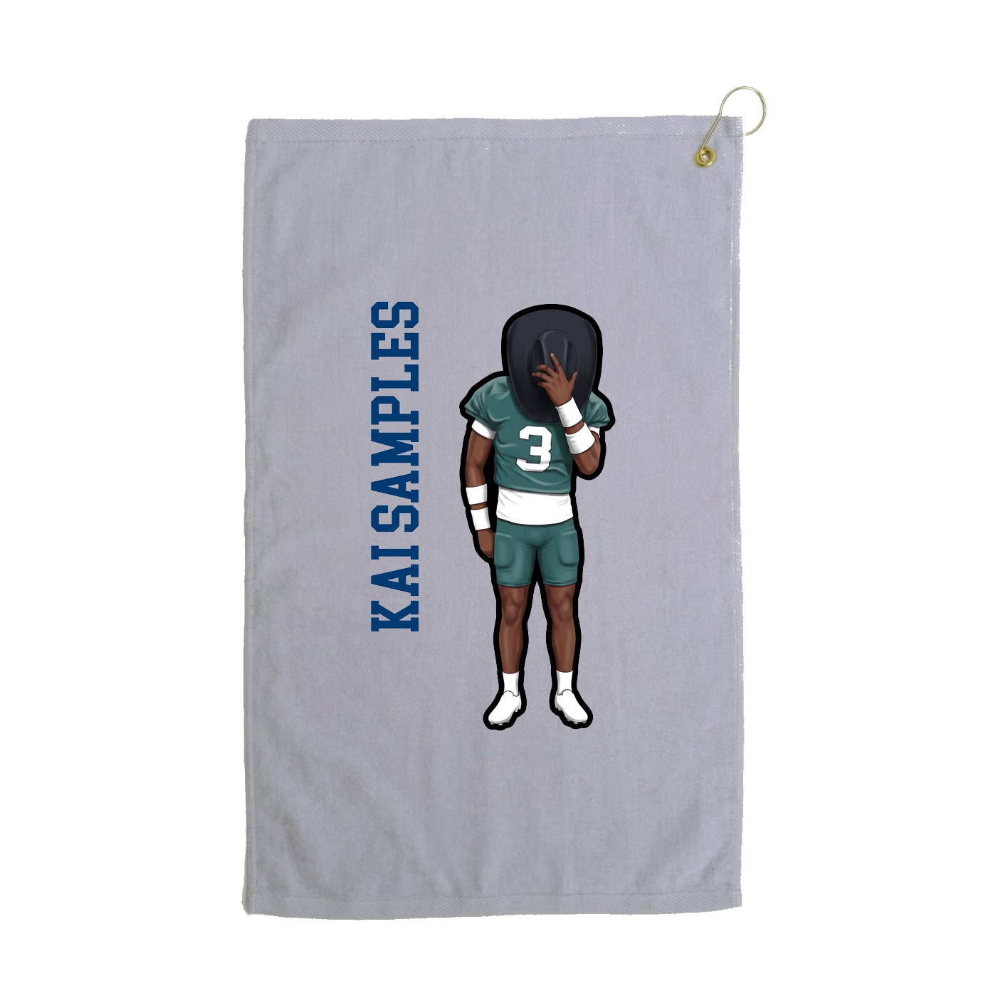 Golf Towel — Name Vertical in Grey