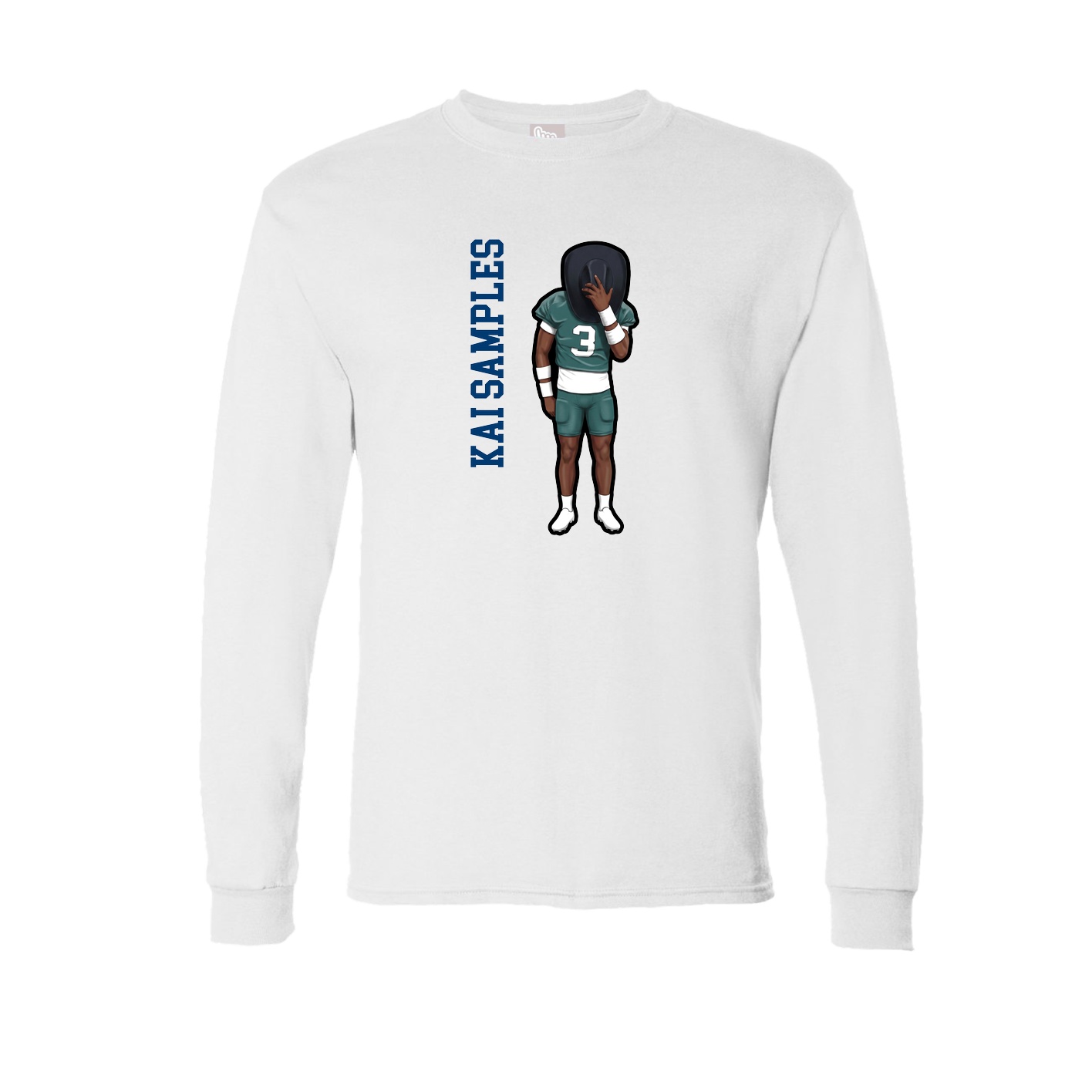 Long Sleeve Tee — Name Vertical in White
