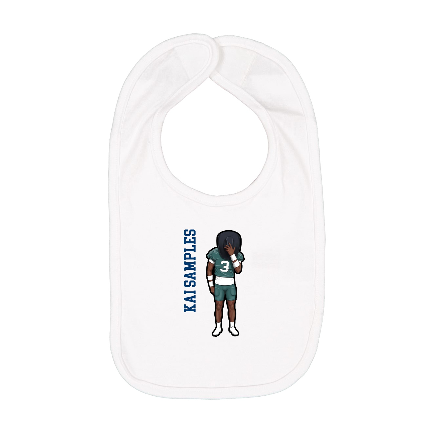 Infant Bib — Name Vertical in White