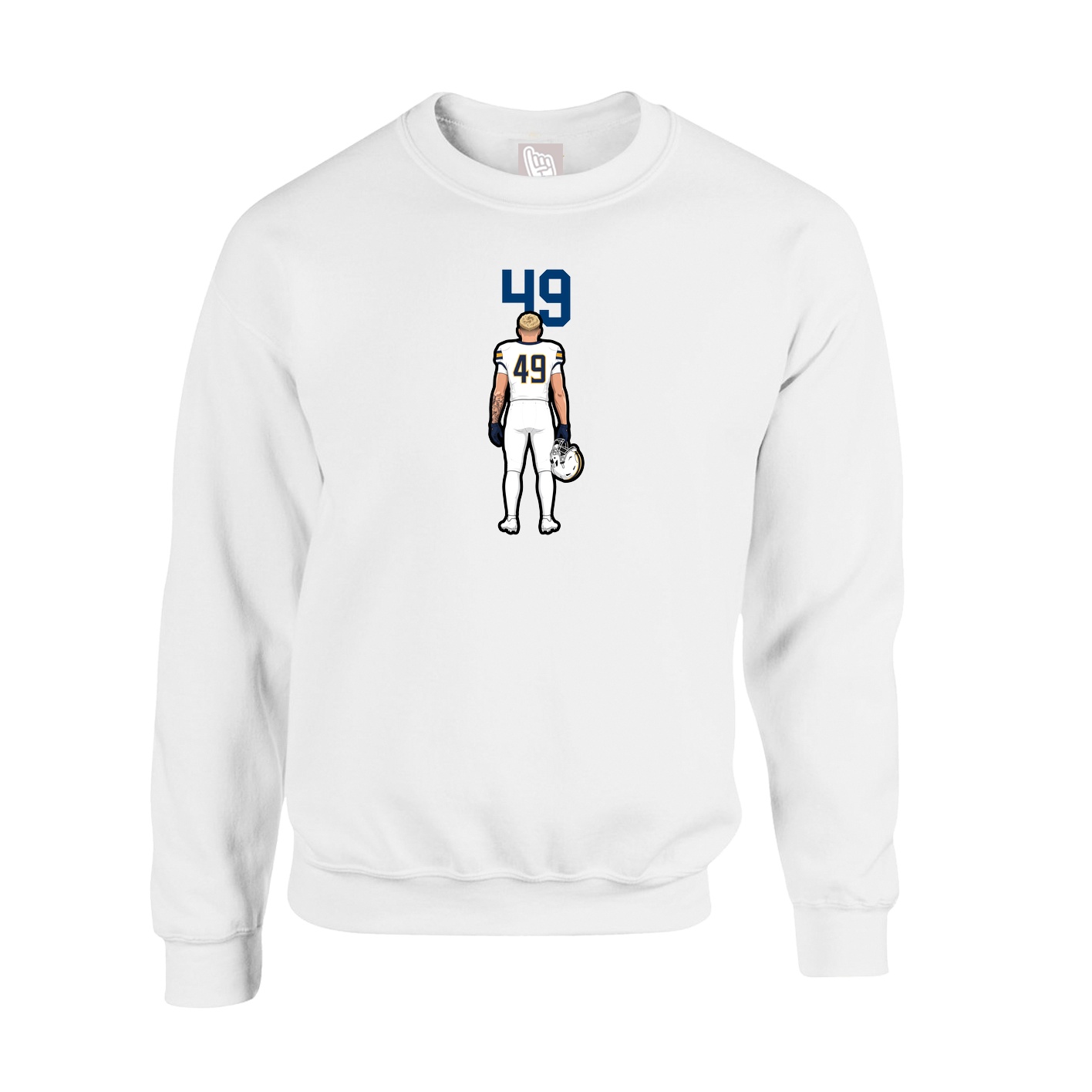 Fleece Crew — Number Top in White