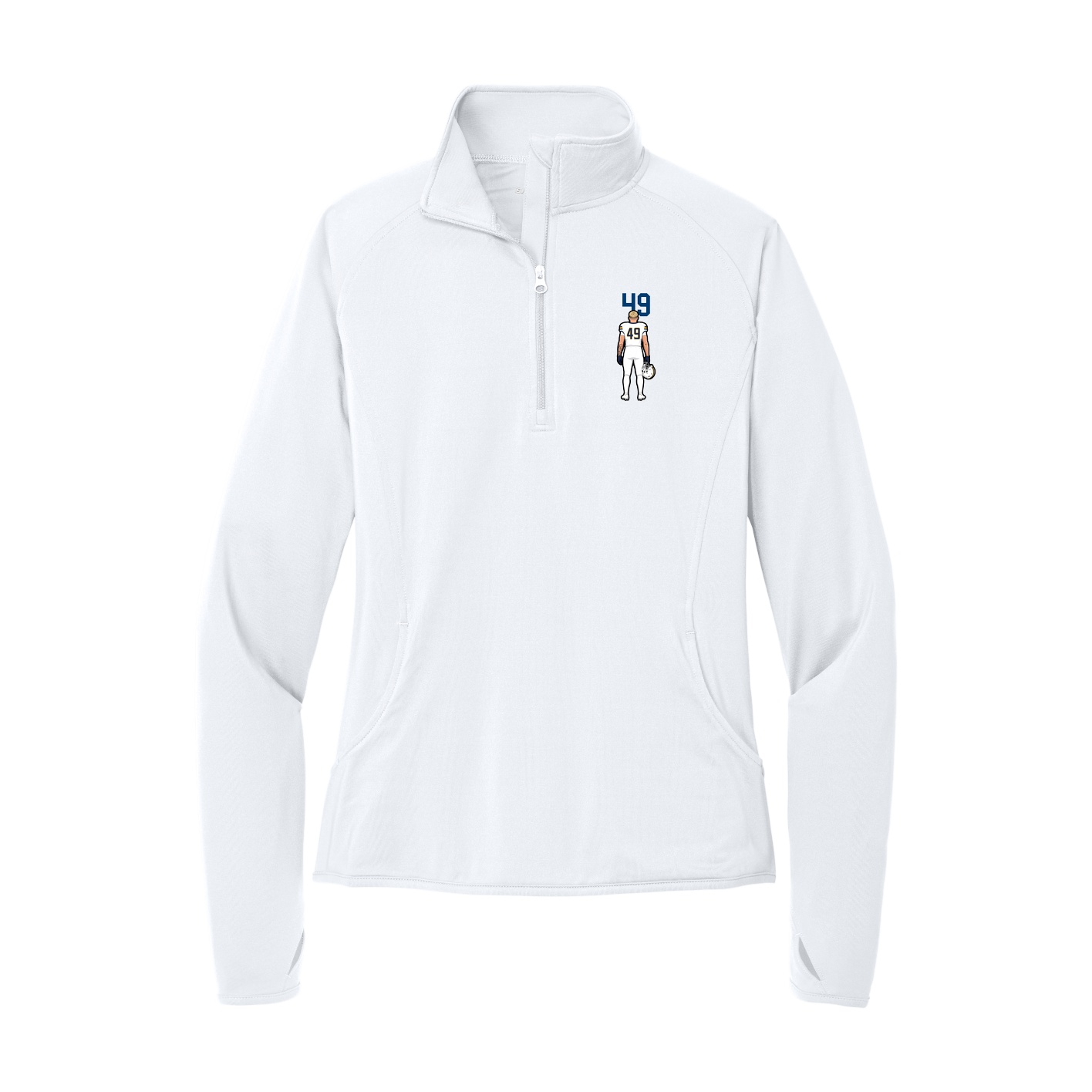Women's Q-Zip Pullover — Number Top in White