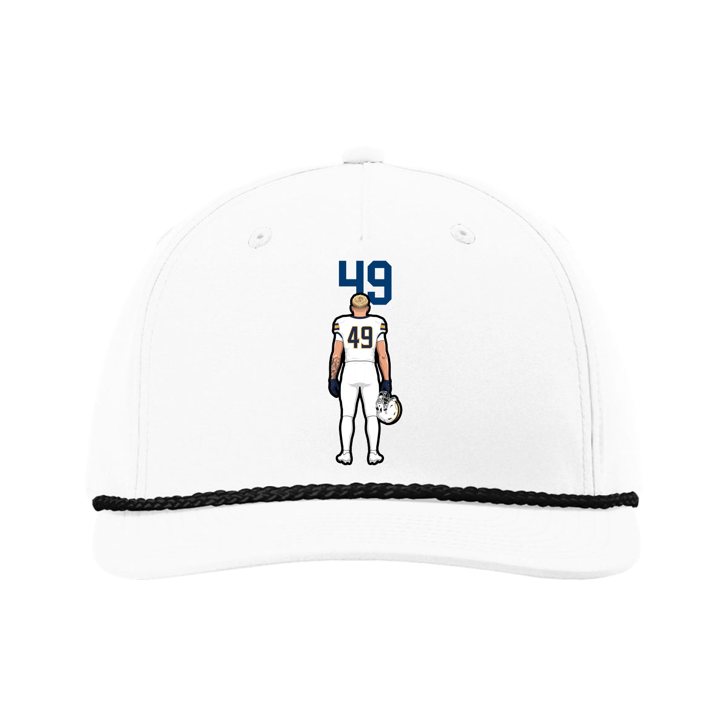 Five-Panel Classic Rope Cap — Number Top in White
