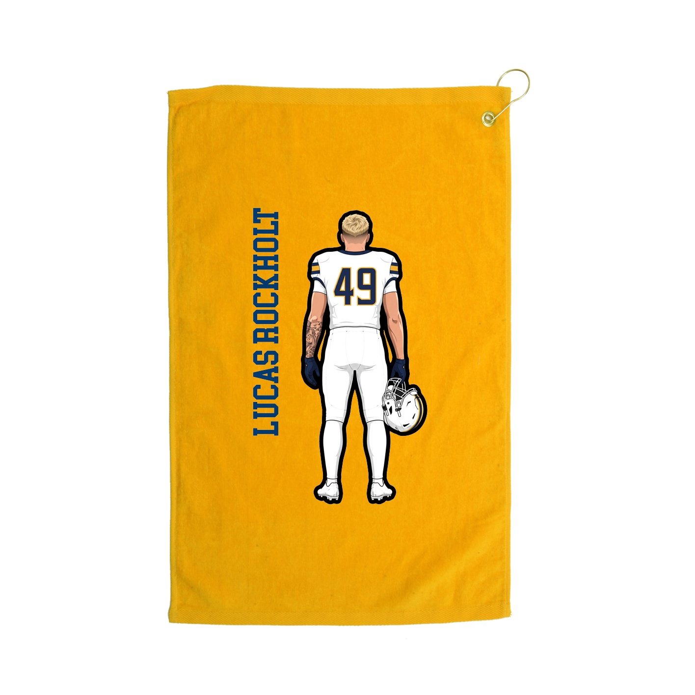 Golf Towel — Name Vertical in Gold