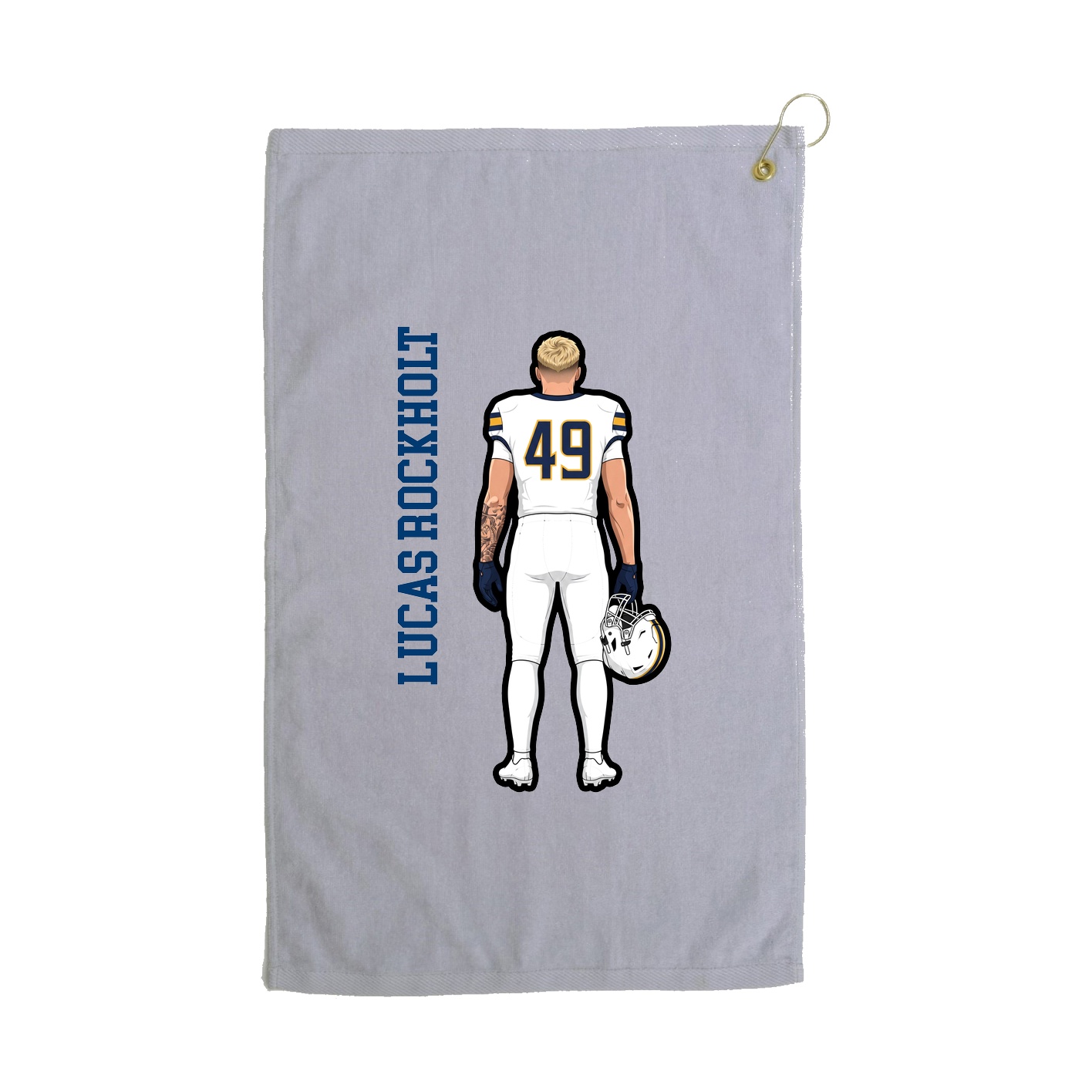 Golf Towel — Name Vertical in Grey