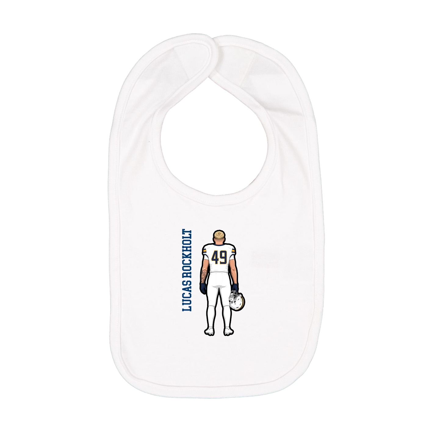Infant Bib — Name Vertical in White
