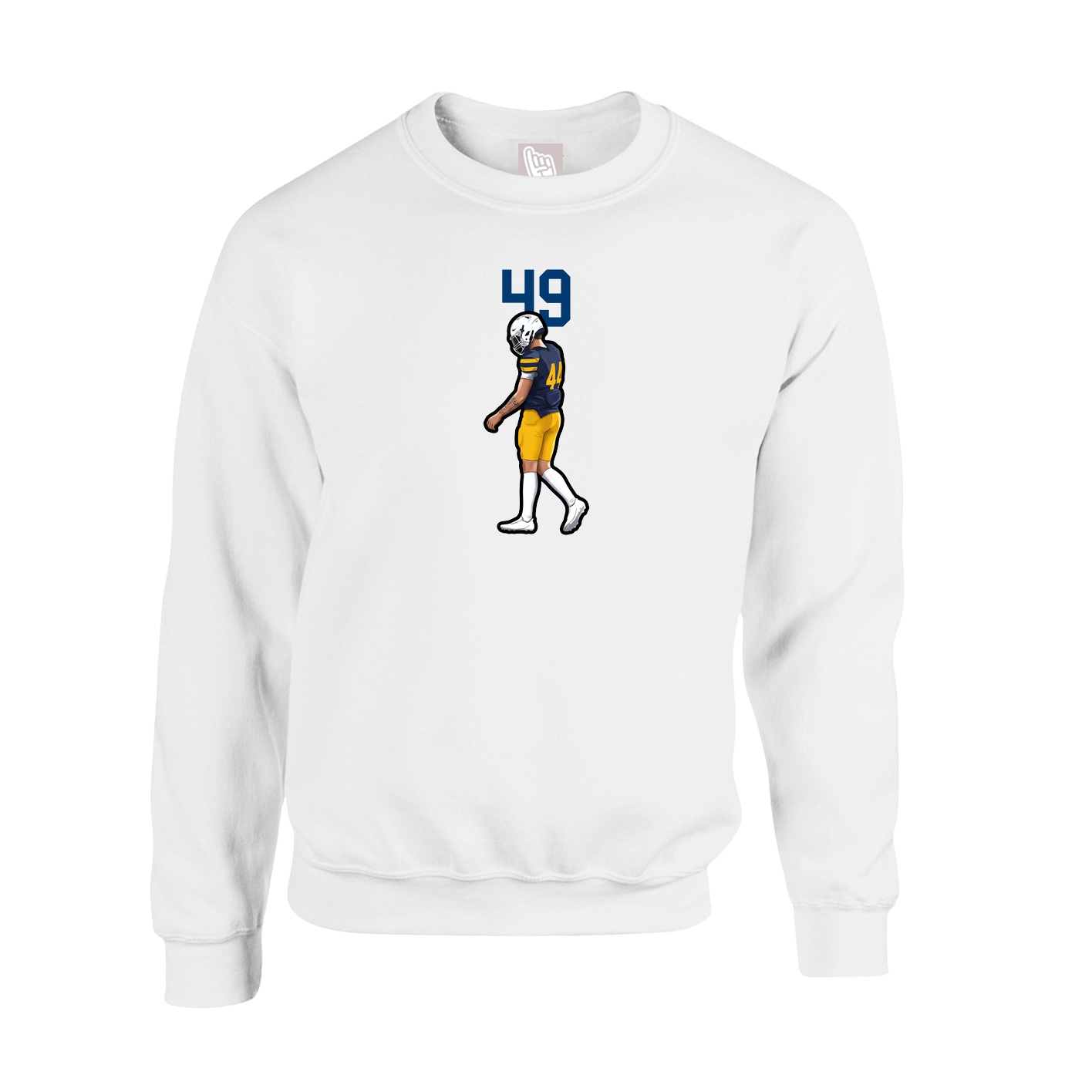 Fleece Crew — Number Top in White
