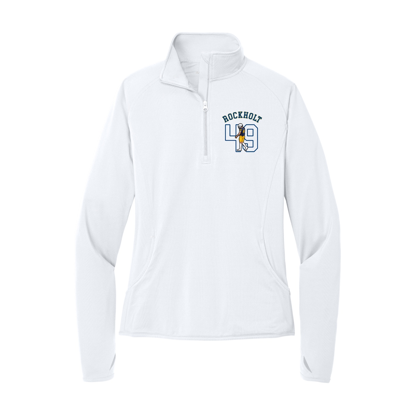 Women's Q-Zip Pullover — Shirsey Arch in White