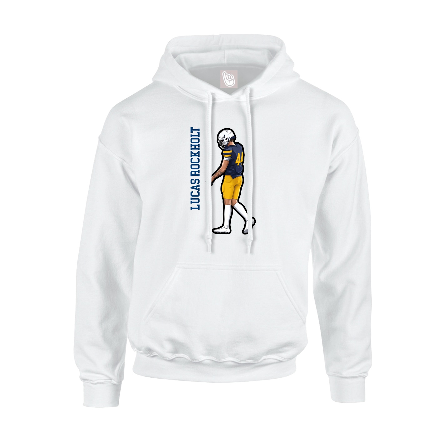 Youth Hoodie — Name Vertical in White
