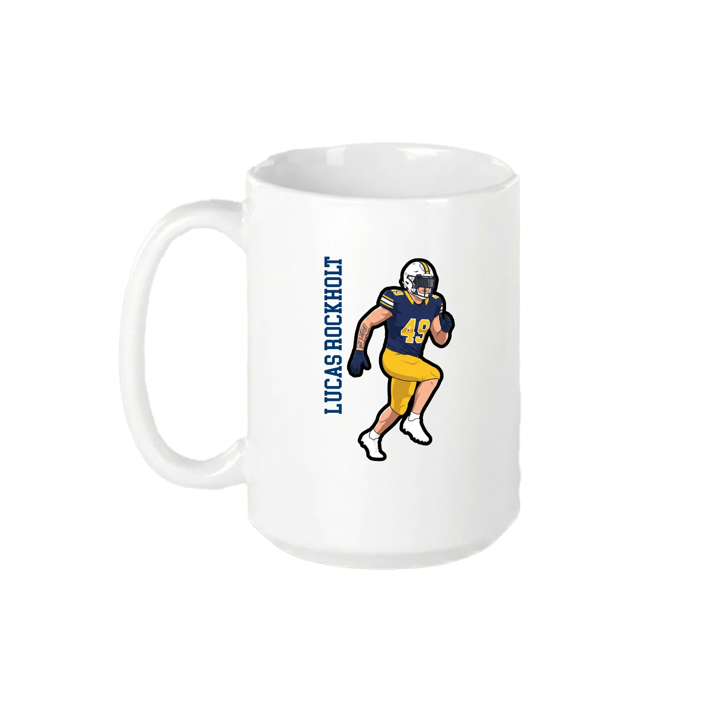 15oz Coffee Mug — Name Vertical in White