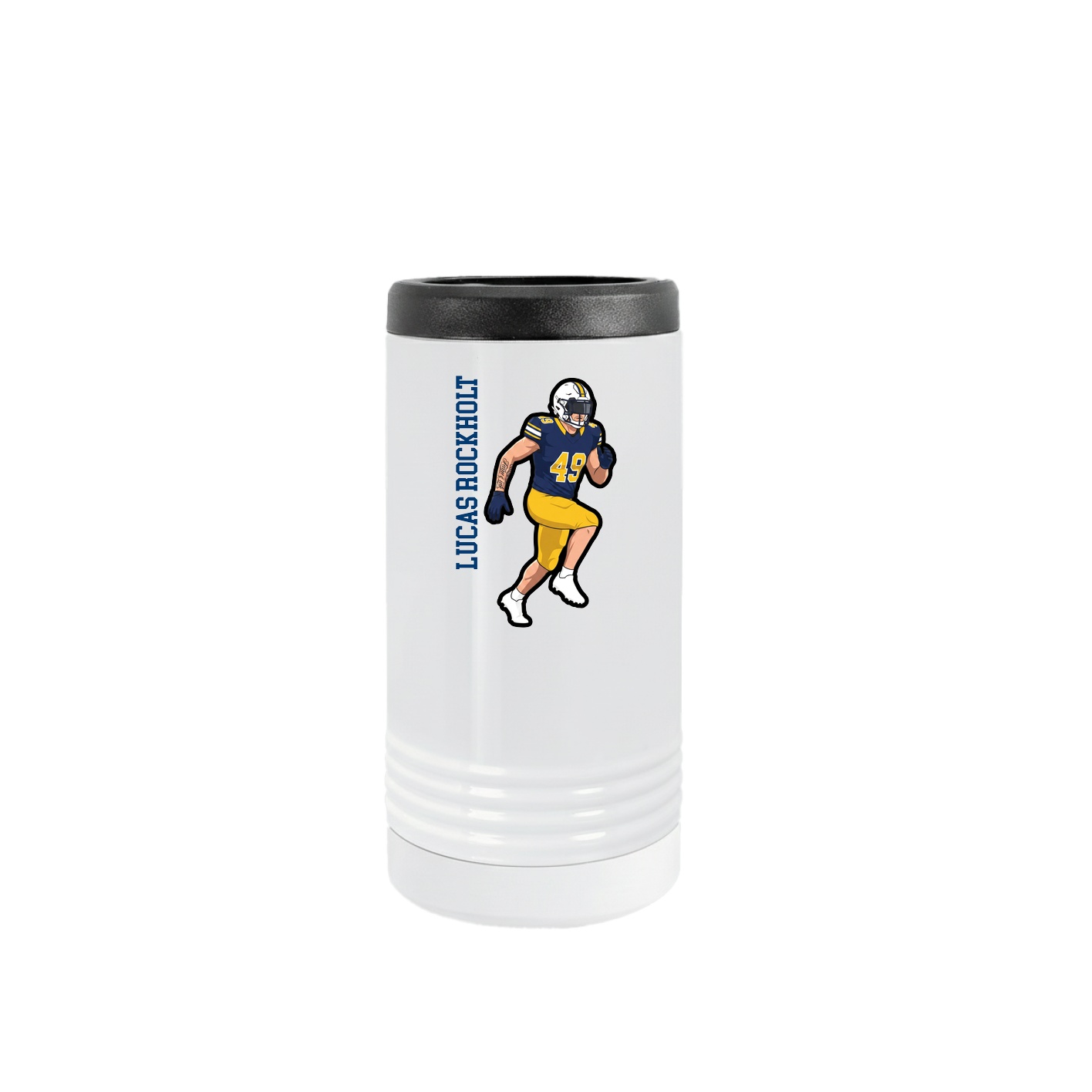 Slim Beverage Holder — Name Vertical in White