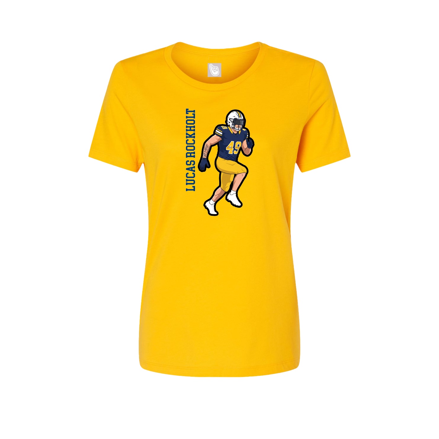 Fitted Women's Tee — Name Vertical in Gold