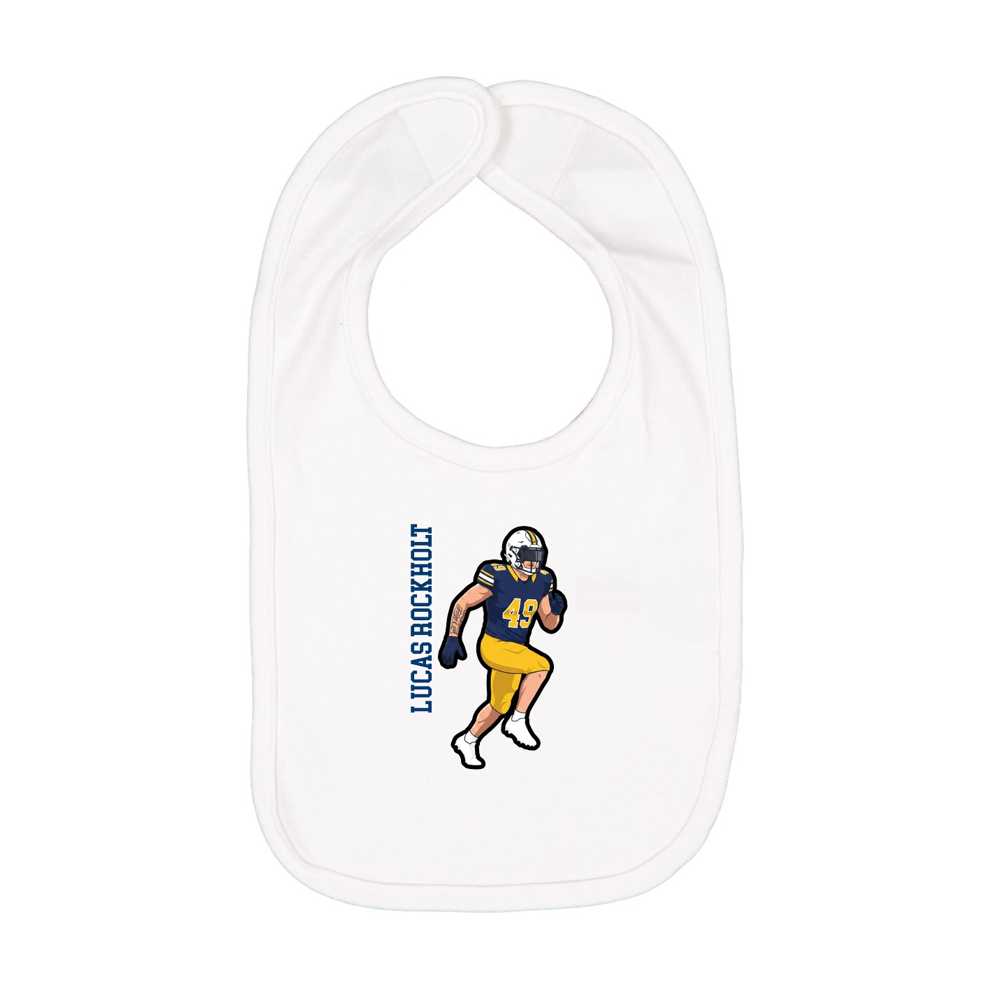 Infant Bib — Name Vertical in White