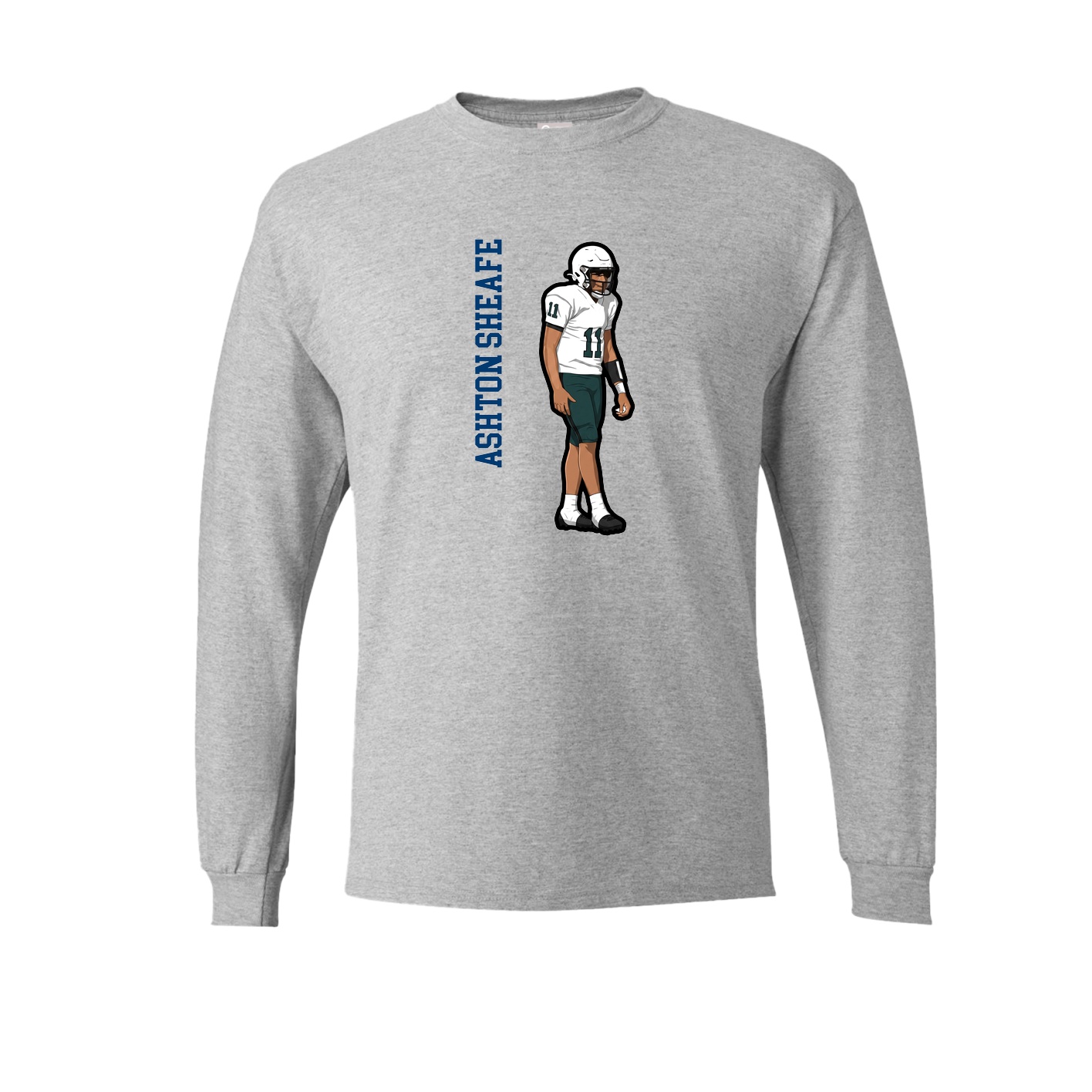 Long Sleeve Tee — Name Vertical in Grey