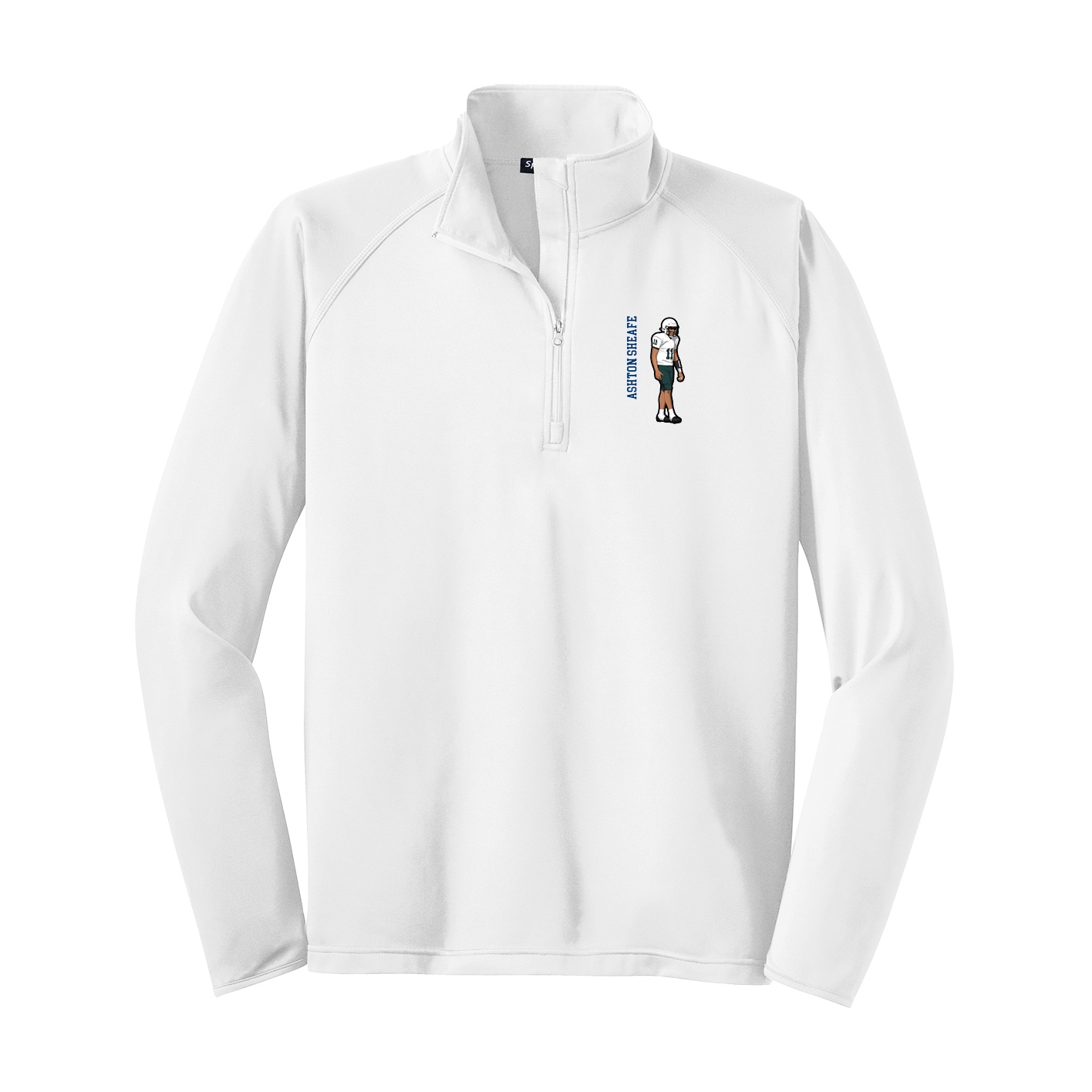 Q-Zip Pullover — Name Vertical in White