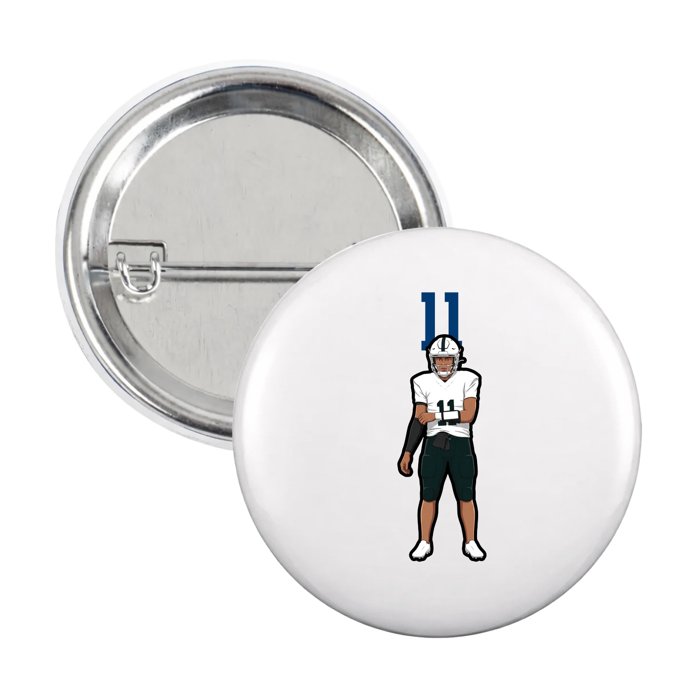 Game Day Button — Number Top in White