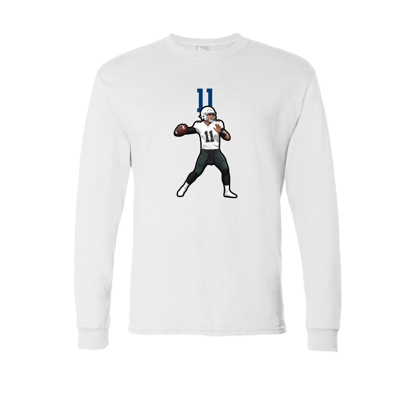 Long Sleeve Tee — Number Top in White