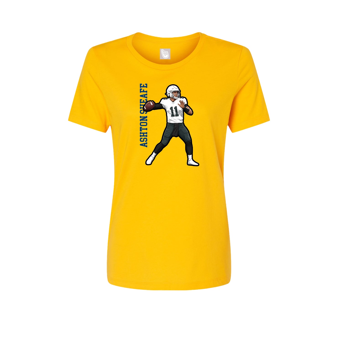 Fitted Women's Tee — Name Vertical in Gold
