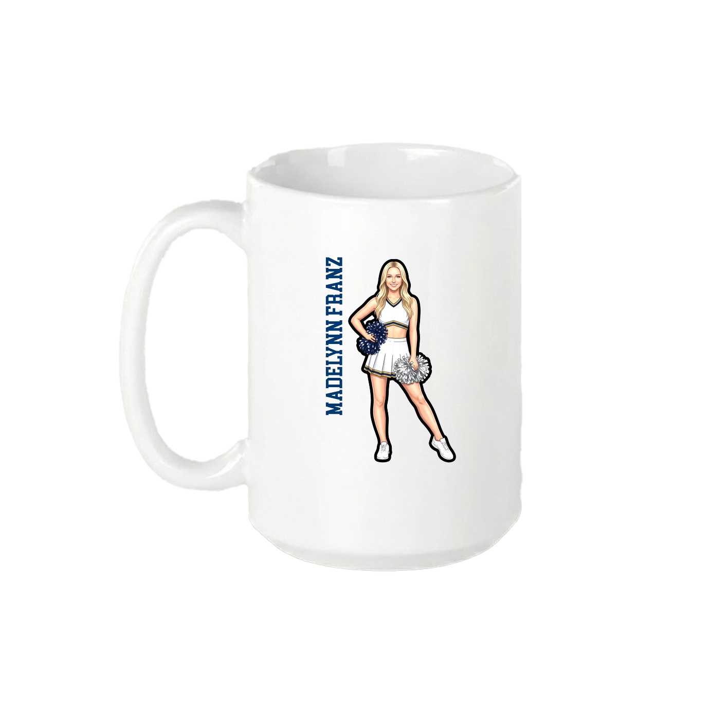 15oz Coffee Mug — Name Vertical in White