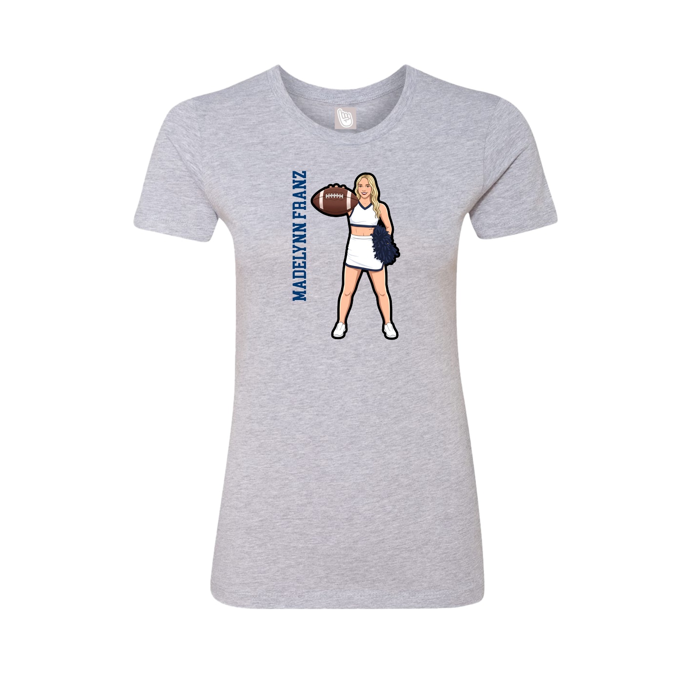 Fitted Women's Tee — Name Vertical in Grey