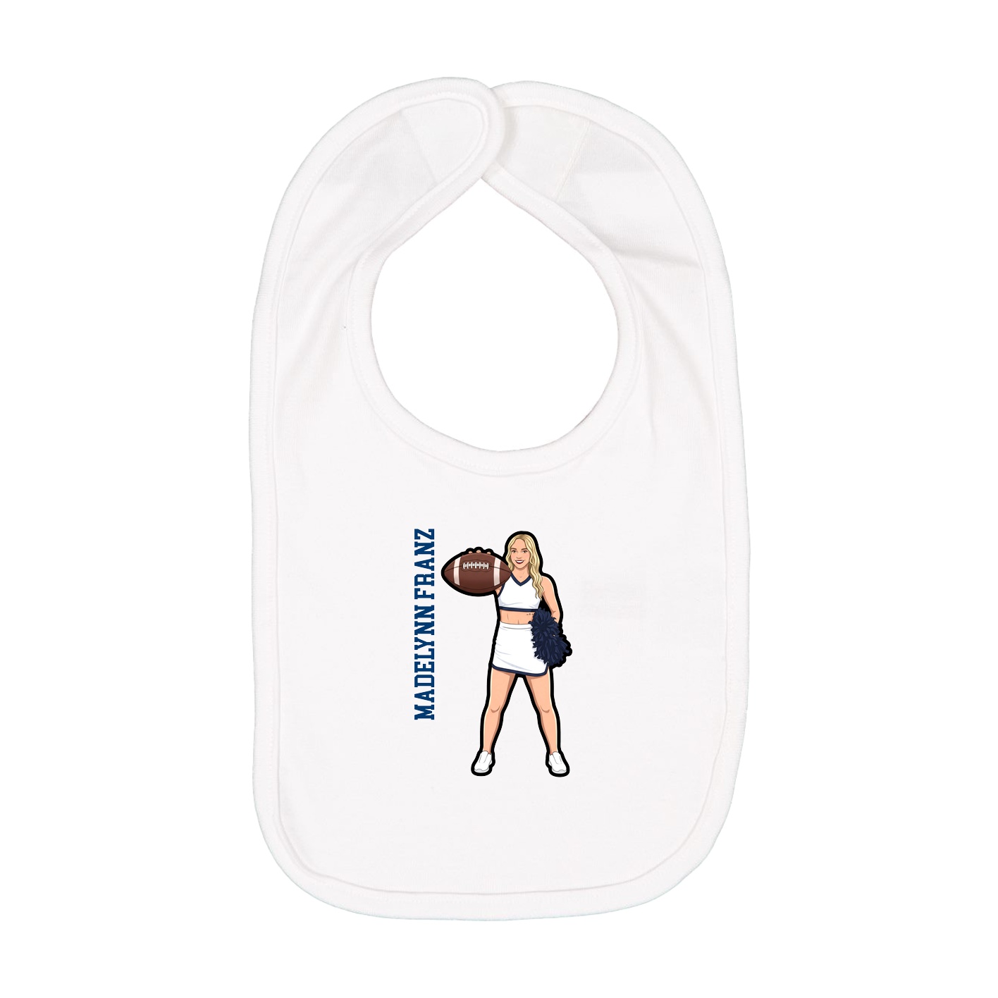 Infant Bib — Name Vertical in White