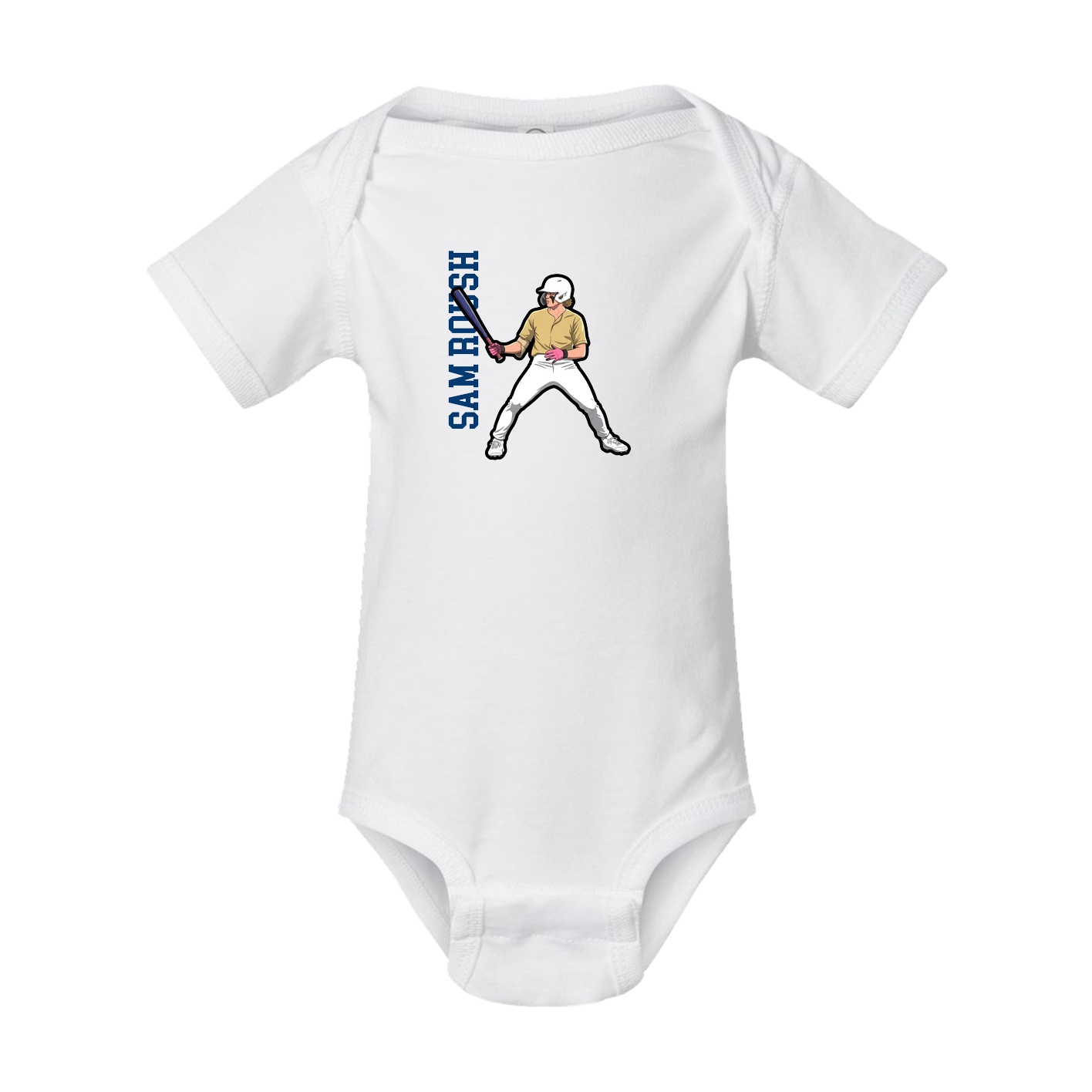 Baby Onesie — Name Vertical in White