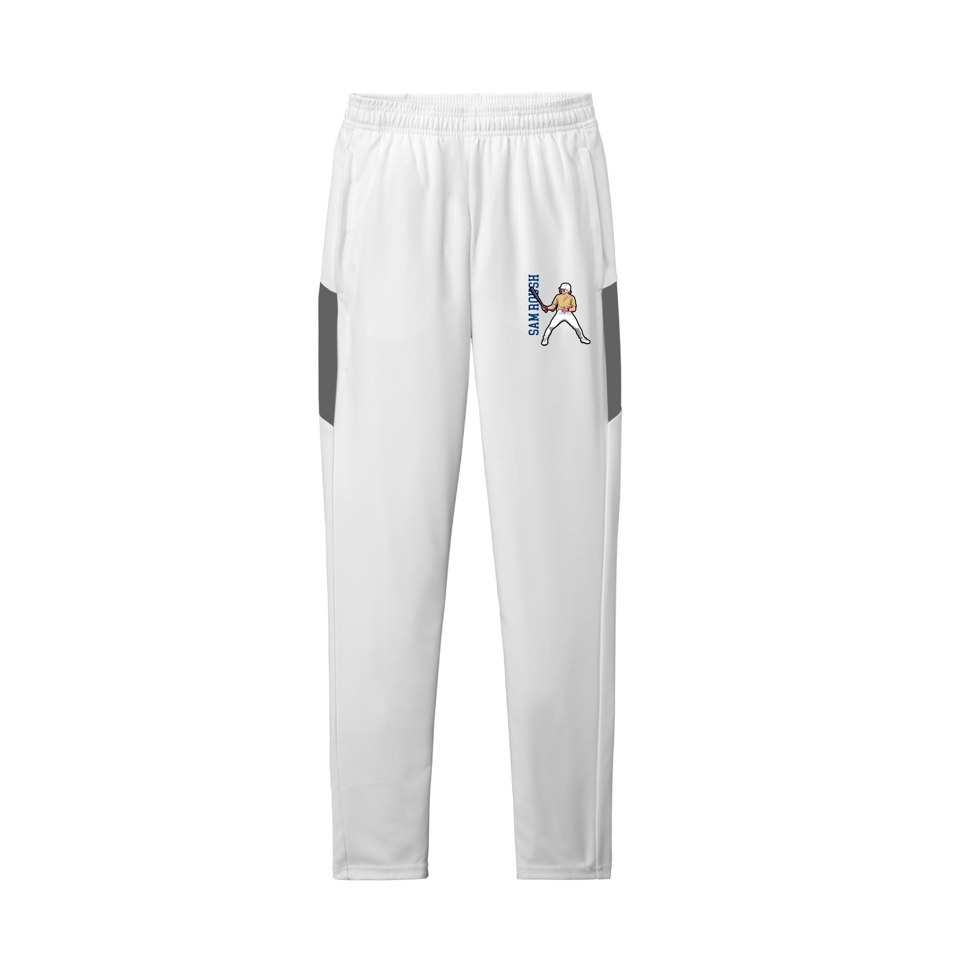 Team Travel Pant — Name Vertical in White/Grey