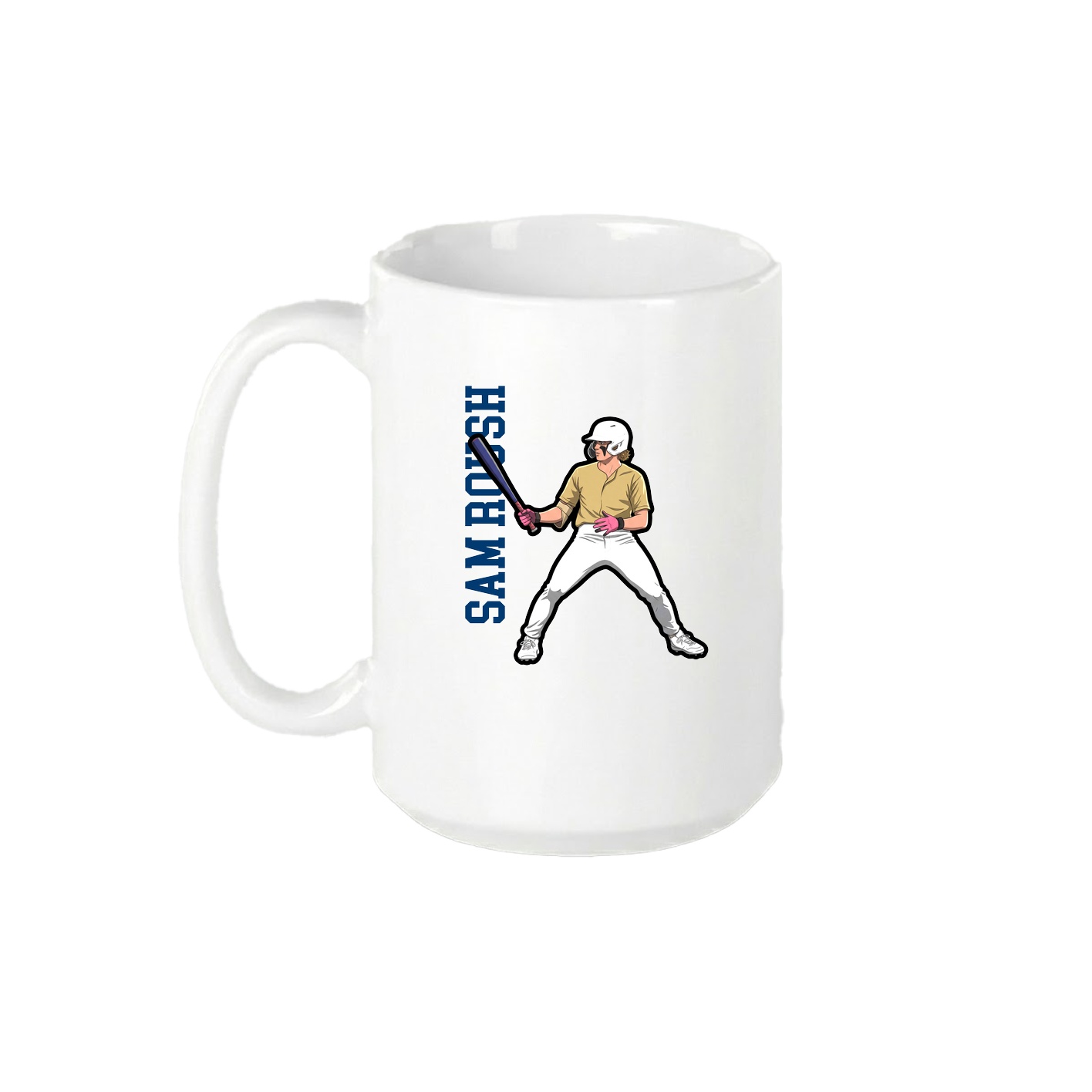 15oz Coffee Mug — Name Vertical in White
