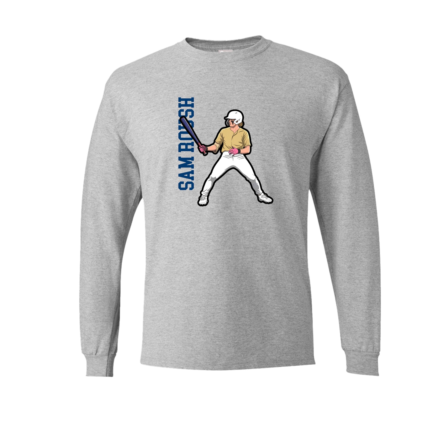 Long Sleeve Tee — Name Vertical in Grey
