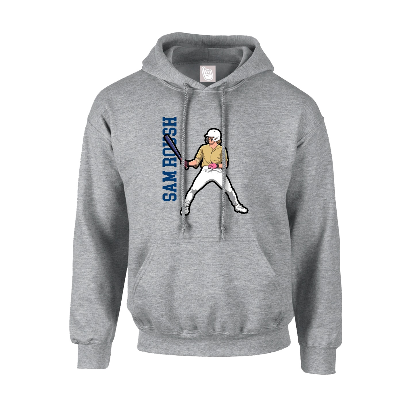 Youth Hoodie — Name Vertical in Grey