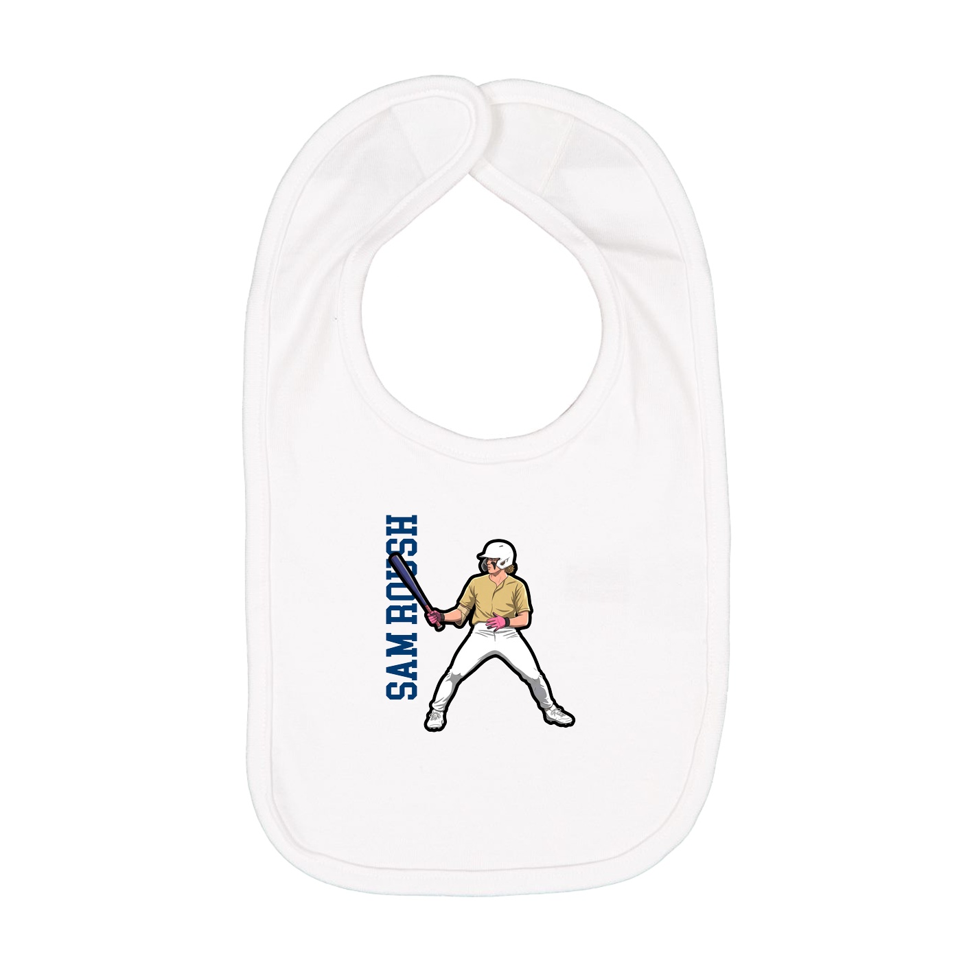 Infant Bib — Name Vertical in White