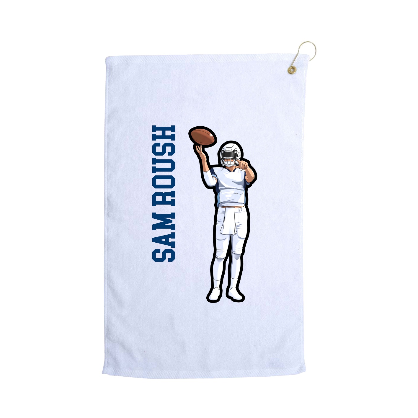 Golf Towel — Name Vertical in White