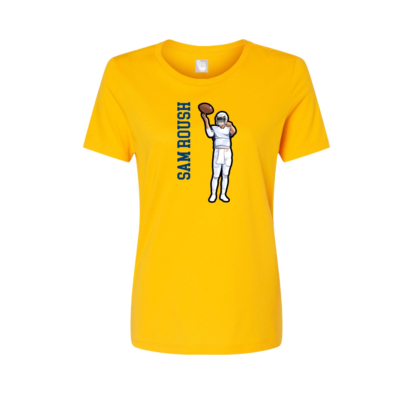 Fitted Women's Tee — Name Vertical in Gold