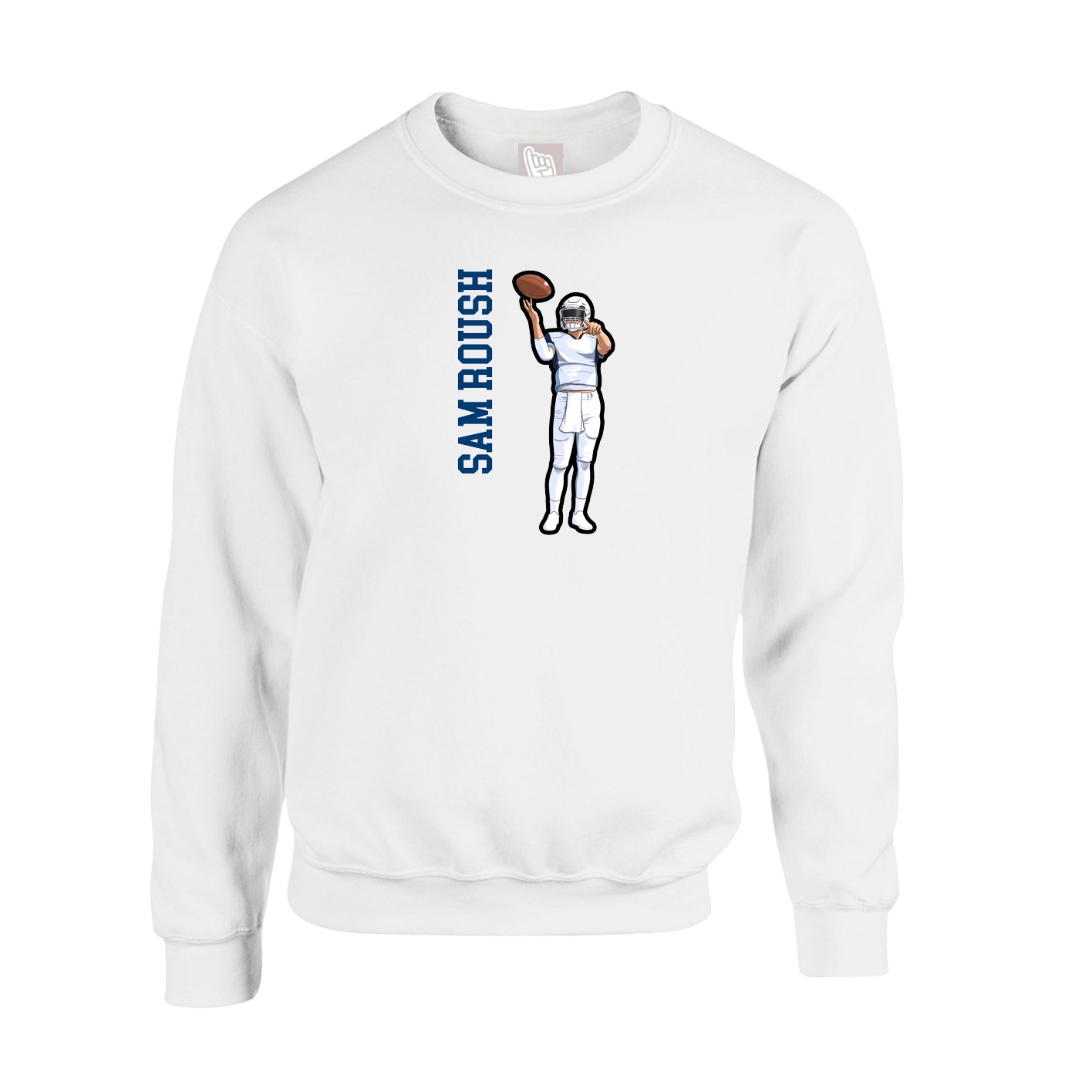 Fleece Crew — Name Vertical in White