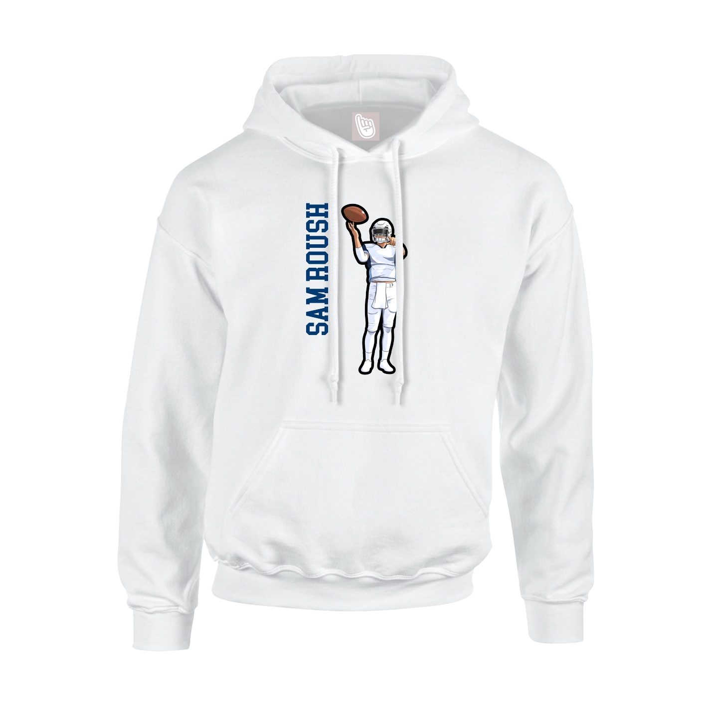 Youth Hoodie — Name Vertical in White