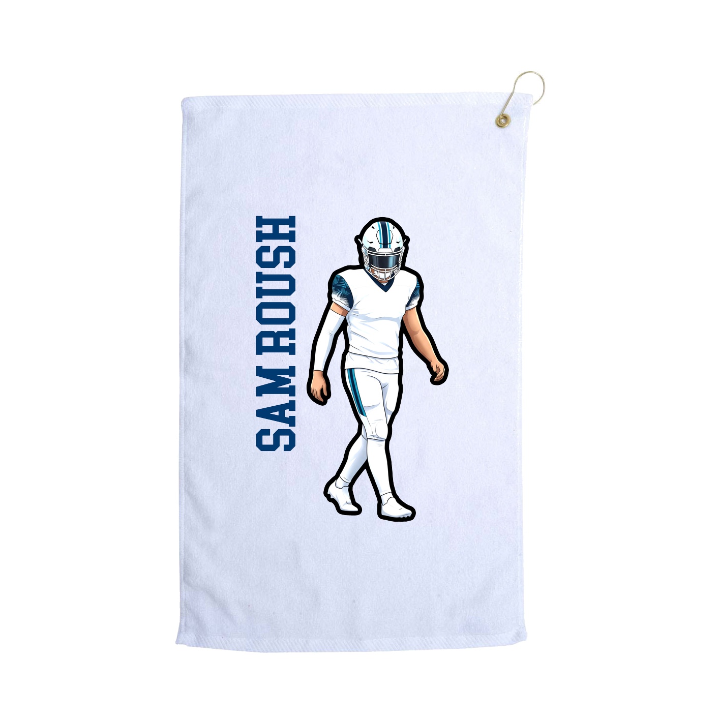 Golf Towel — Name Vertical in White