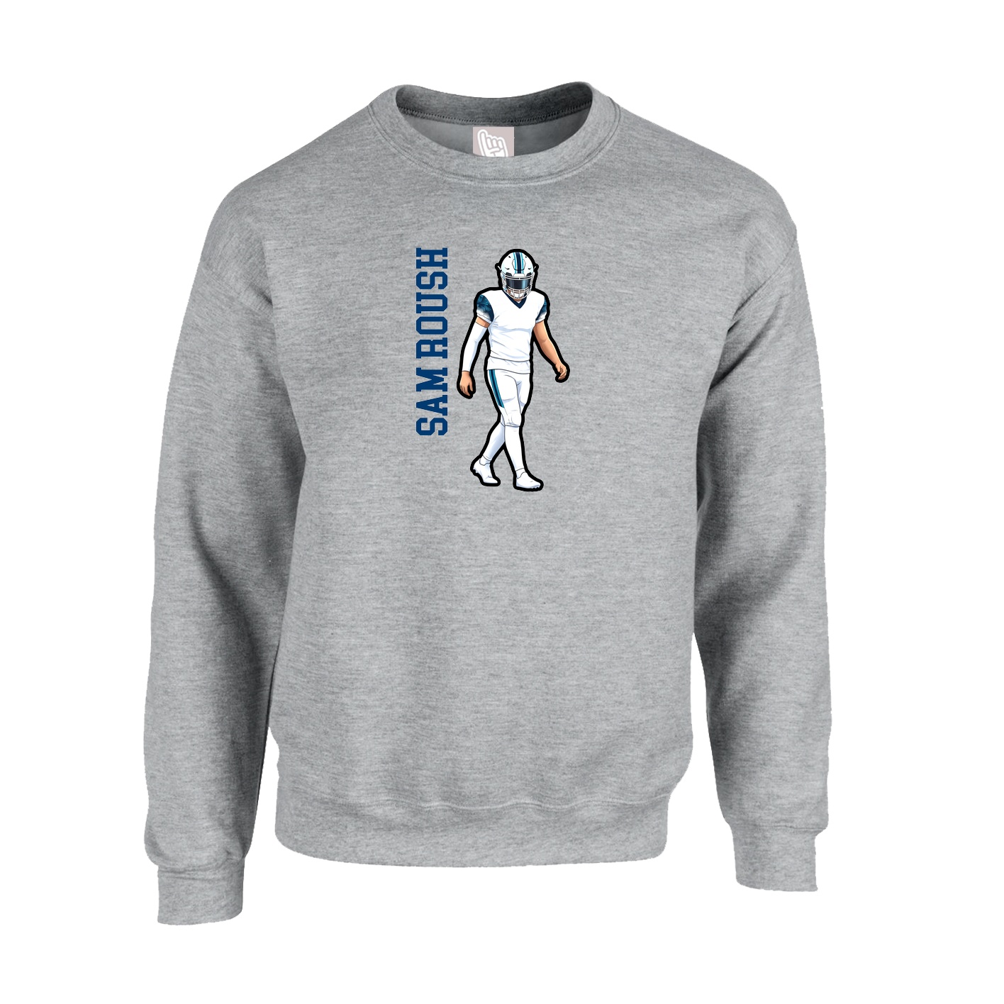 Fleece Crew — Name Vertical in Grey