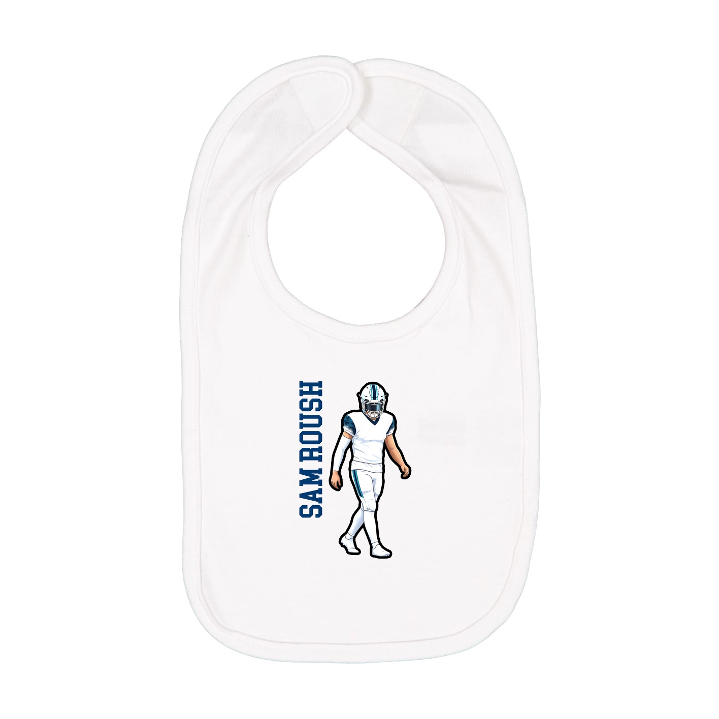 Infant Bib — Name Vertical in White