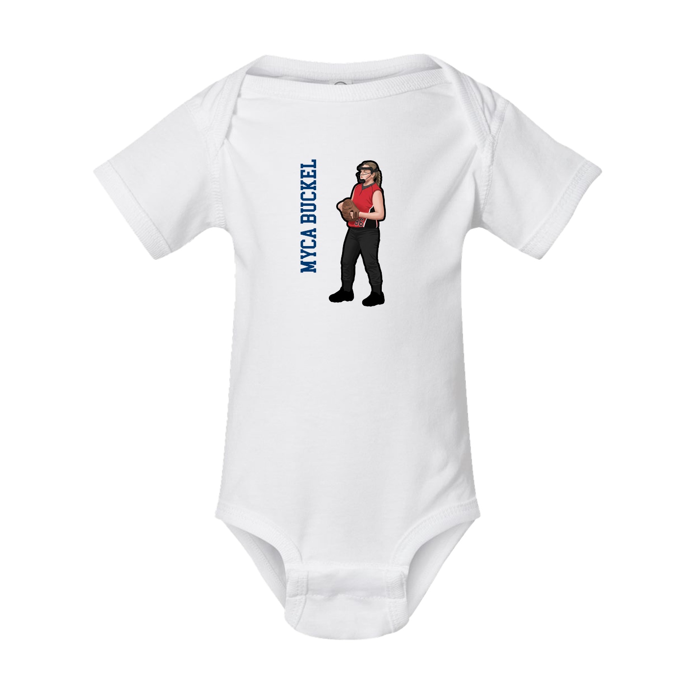 Baby Onesie — Name Vertical in White
