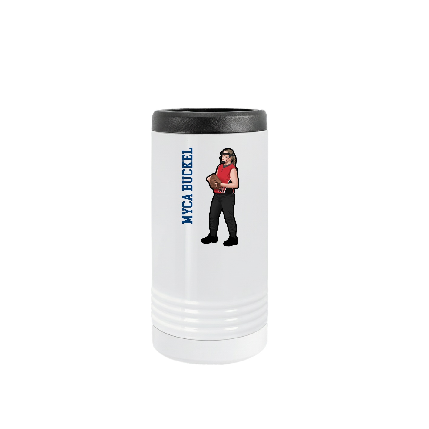 Slim Beverage Holder — Name Vertical in White