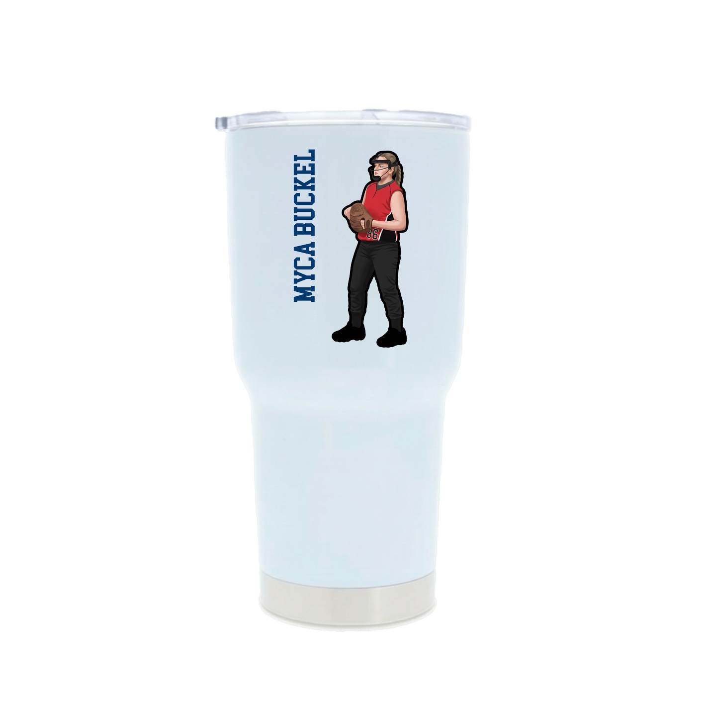 30oz Stainless Steel Tumbler — Name Vertical in White