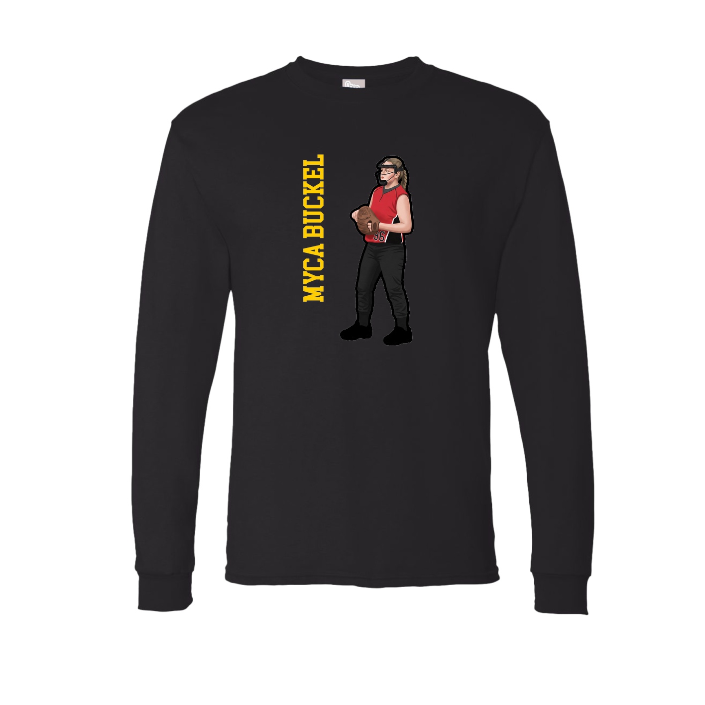 Long Sleeve Tee — Name Vertical in Black