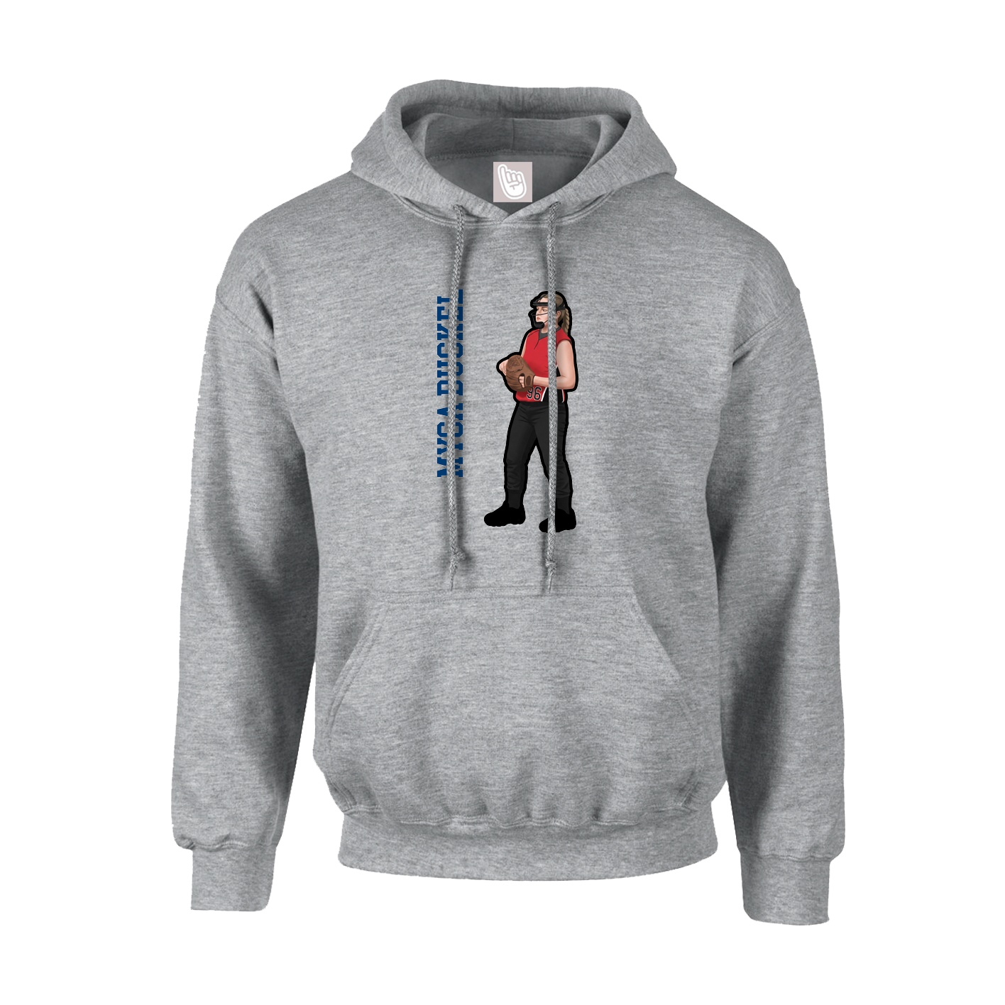 Hoodie — Name Vertical in Grey