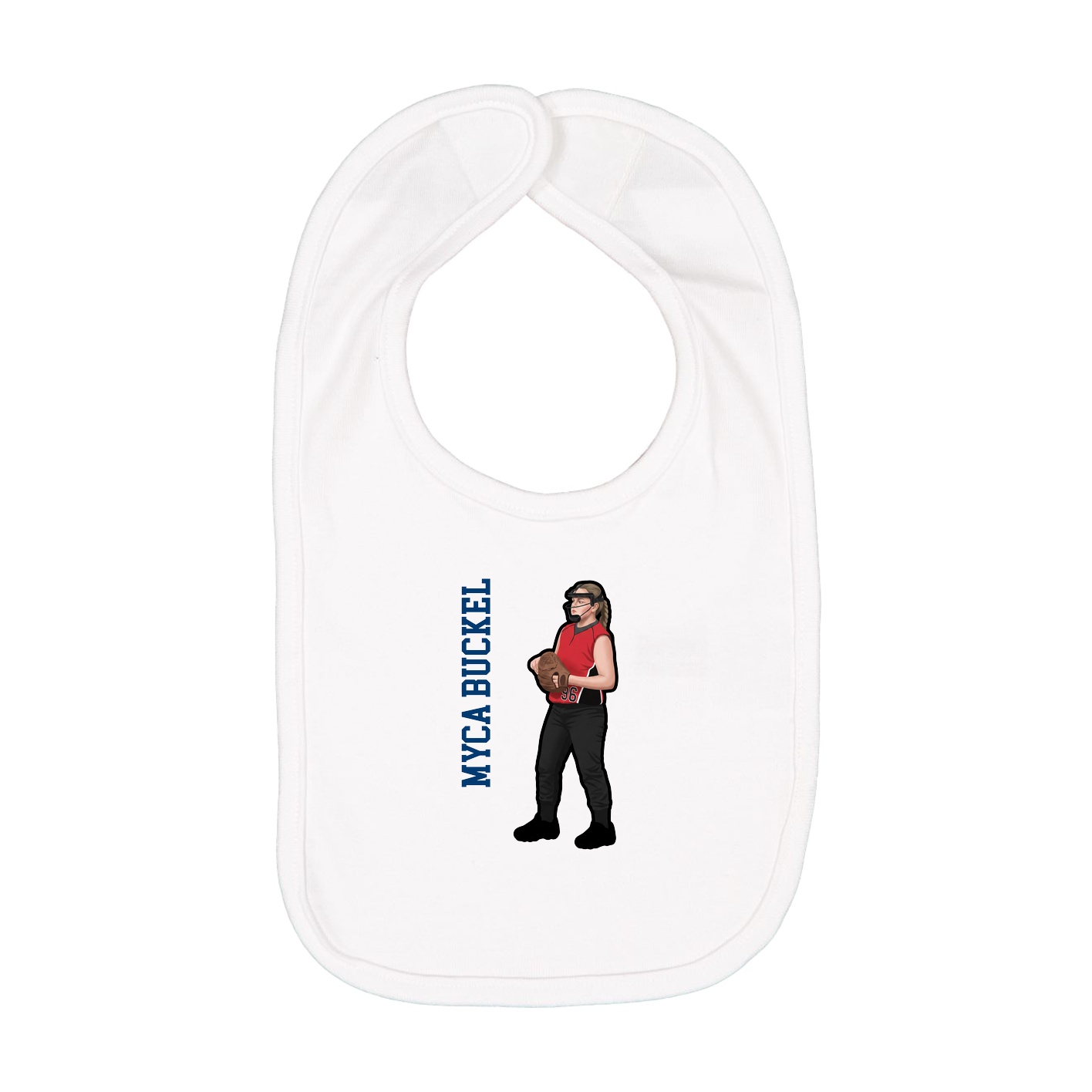 Infant Bib — Name Vertical in White