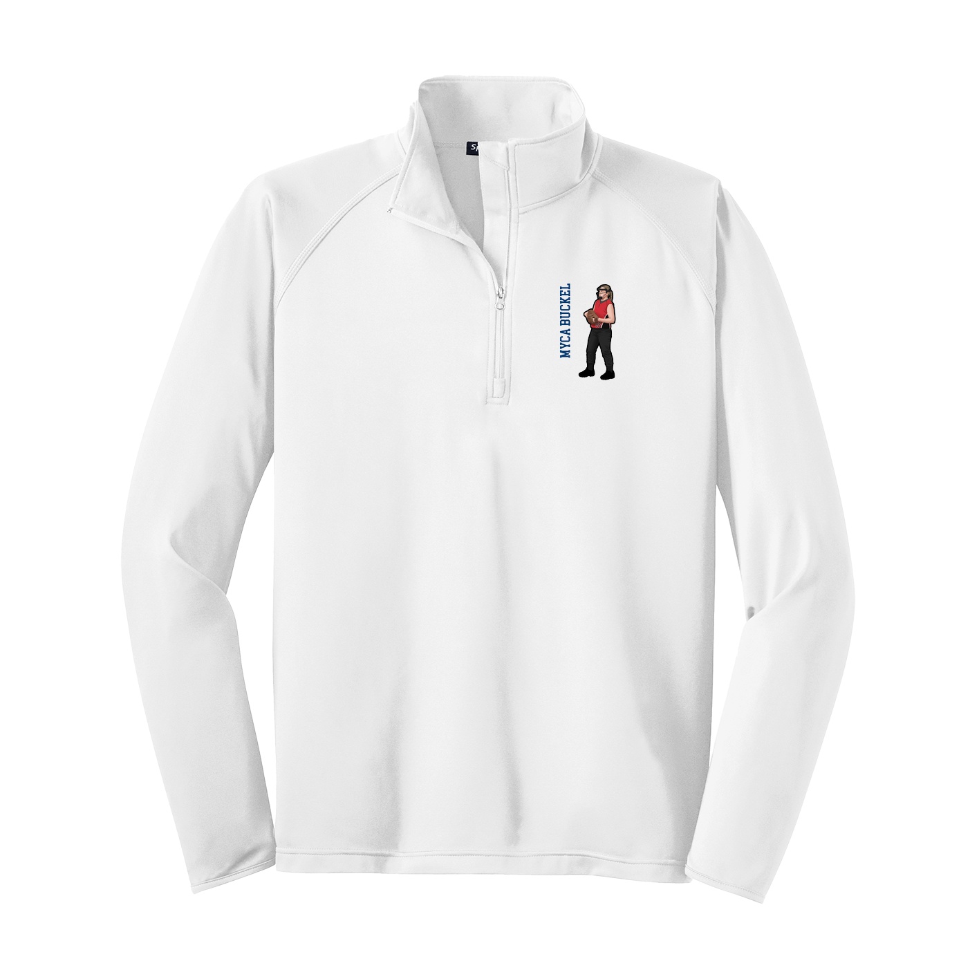 Q-Zip Pullover — Name Vertical in White